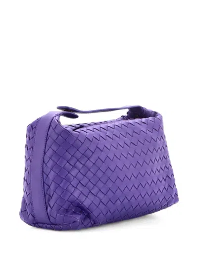Pre-owned Bottega Veneta Cosmetic Handle Case Intrecciato Nappa Large Pouch In Purple