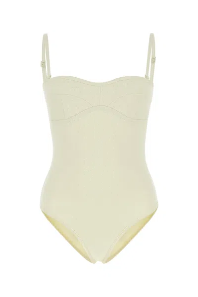 Bottega Veneta Textured Fabric Sweetheart Neckline Bodysuit In Neutral