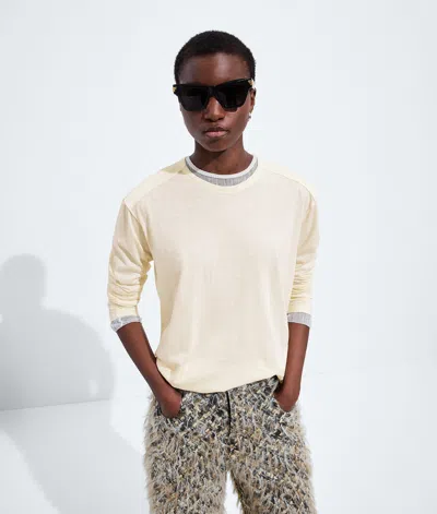 Bottega Veneta Cotton And Casmere Jersey T-shirt In Neutral