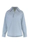 Bottega Veneta Blue Shirt With Deep Neckline On The Front And Long Sleeves In Cotton Poplin Woman