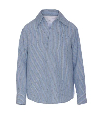 Bottega Veneta Cotton And Linen Blouse In Blue