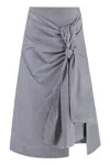 Bottega Veneta Women's Cotton And Linen Skirt | Size 40 | 786369v3zc0 Color 4012