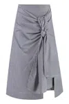 Bottega Veneta Women's Cotton And Linen Skirt | Size 40 | 786369v3zc0 Color 4012 In Multicolor