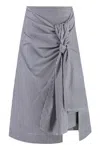 Bottega Veneta Women's Cotton And Linen Skirt | Size 40 | 786369v3zc0 Color 4012 In Multicolor