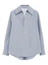 Bottega Veneta Women Striped Shirt In Cotton And Linen In Blue