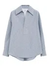 Bottega Veneta Oversized Striped Cotton-blend Shirt In Blue