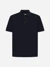 Bottega Veneta Short Sleeve Cotton Polo Shirt In Dark Night