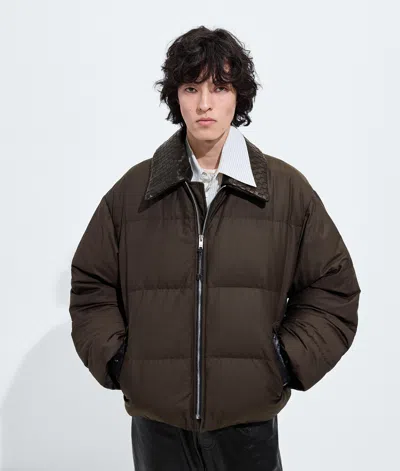 Bottega Veneta Cotton And Nylon Twill Puffer Jacket In Wenge