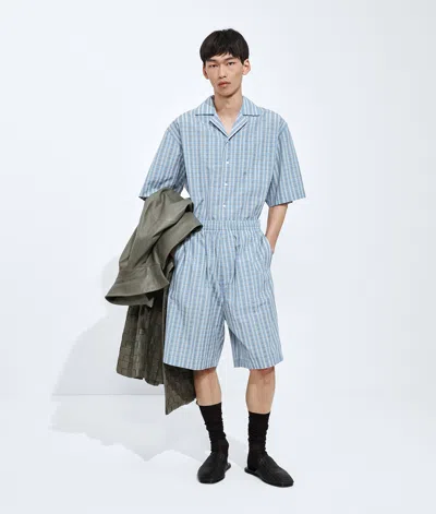 Bottega Veneta Bottega  Veneta Cotton And Silk Check Shorts In Blue