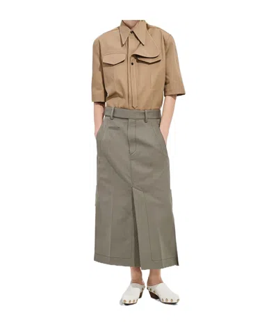 Bottega Veneta Cotton And Silk Gabardine Skirt In Multi