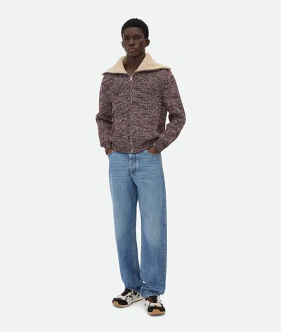 Bottega Veneta Cardigan En Coton Et Laine In Scarlet Melange