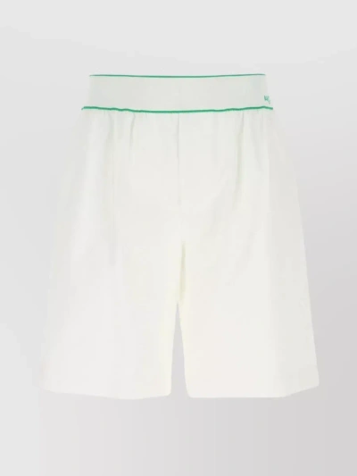 Bottega Veneta Cotton Bermuda Shorts With Elastic Waistband And Contrast Trim In White