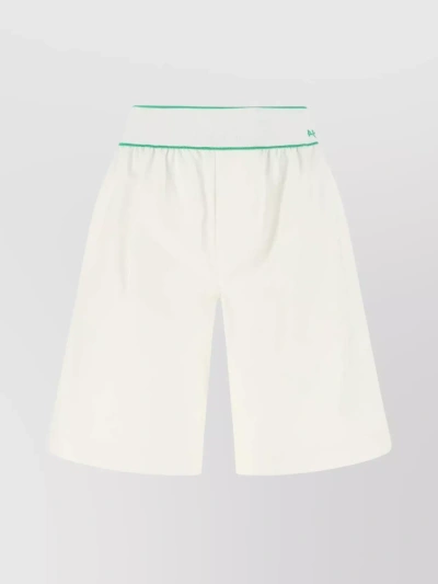 Bottega Veneta Cotton Bermuda Shorts With Wide Leg And Contrast Trim In White