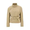 Bottega Veneta Cotton-blend Biker Jacket With Belt In Beige