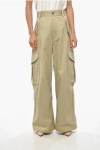 Bottega Veneta Cotton Blend Cargo Pants With Drawstringed Bottom In Neutral