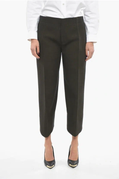 Bottega Veneta Cotton Blend Cropped Pants In Black