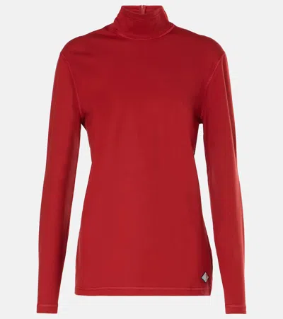 Bottega Veneta Cotton-blend Jersey Turtleneck Top In Red