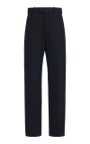 Bottega Veneta Cotton-blend Melange Straight-leg Pants In Black