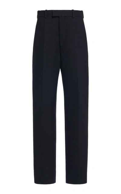 Bottega Veneta Cotton-blend Melange Straight-leg Pants In Black