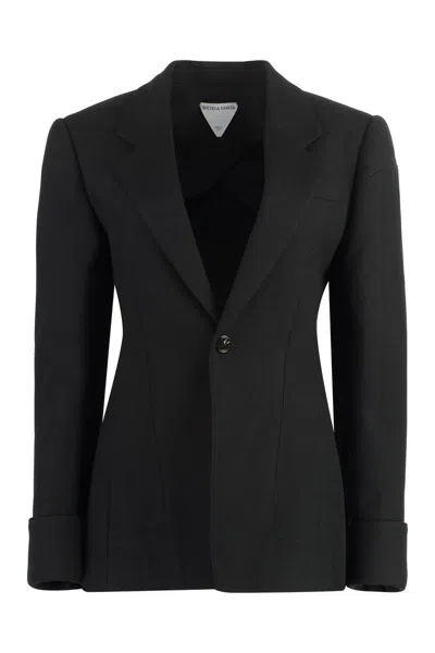 Bottega Veneta Cotton Blend Single-breast Jacket In Black