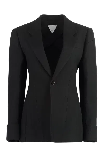 Bottega Veneta Cotton Blend Single-breast Blazer In Black