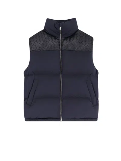 Bottega Veneta Men Midnight Blue Cotton Blend Down Jacket In Black