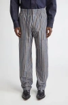 Bottega Veneta Cotton Blend Wide Leg Pants In Blue