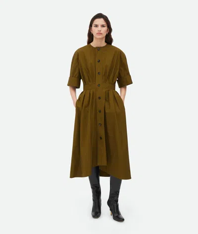 Bottega Veneta Cotton Canvas Shirt Dress In Green