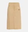 Bottega Veneta Womens Buttoned-pocket High-waist Cotton Midi Skirt Pale Oak In Beige
