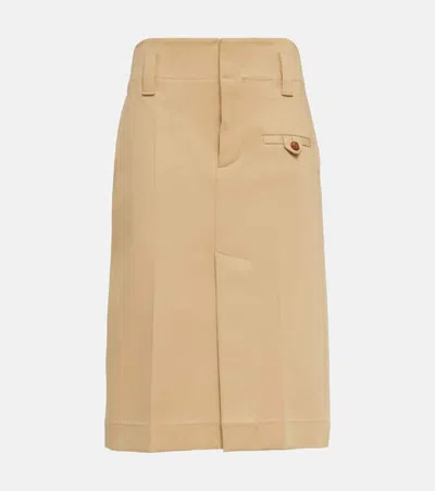 Bottega Veneta Cotton Canvas Midi Skirt In Beige