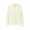 Bottega Veneta Women Cream Stretch Cotton Blend Cardigan