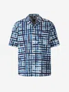 Bottega Veneta Printed Check Bowling Shirt In Blue