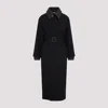 Bottega Veneta Black Trenchcoat With Removable Leather Collar With Intrecciato Motif And Adjustable Belt In Cotton In Black