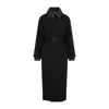 Bottega Veneta Black Trenchcoat With Removable Leather Collar With Intrecciato Motif And Adjustable Belt In Cotton In Black