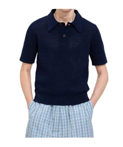 Bottega Veneta Cotton Crochet Polo In Blue
