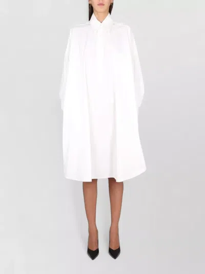 Bottega Veneta Cotton Dress Long Sleeves Chest Pocket In White