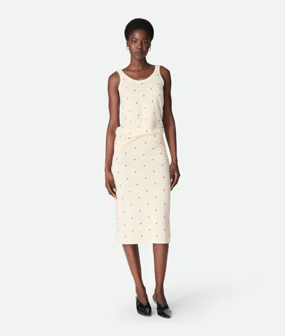 Bottega Veneta Cotton Embroidered Matches Skirt In Chalk/vernis
