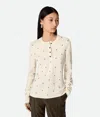 Bottega Veneta Polka Dot Crew Neck Top With Red Embellishment In Chalk/vernis
