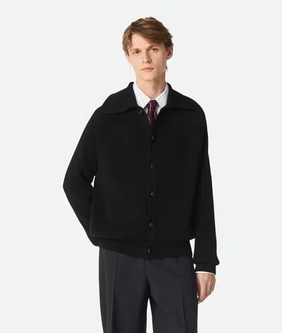 Bottega Veneta Gerippter Cardigan Aus Baumwolle In Black