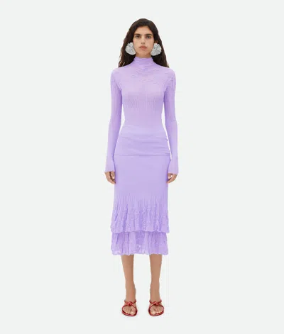 Bottega Veneta Cotton Flowers High Neck Jumper In Purple