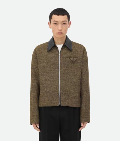 Bottega Veneta Cotton Frise Blouson In Flax/beige/black