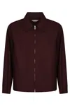 Bottega Veneta Cotton Full-zip Jacket In Burgundy