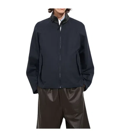Bottega Veneta Gabardine Harrington Jacket High Collar Detail In Black