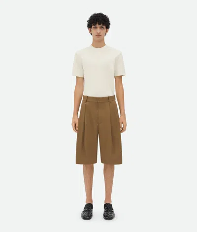 Bottega Veneta Cotton Gabardine Shorts In Beige