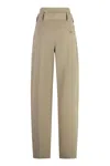 Bottega Veneta High Waist Trousers With Belt Loops In Beige