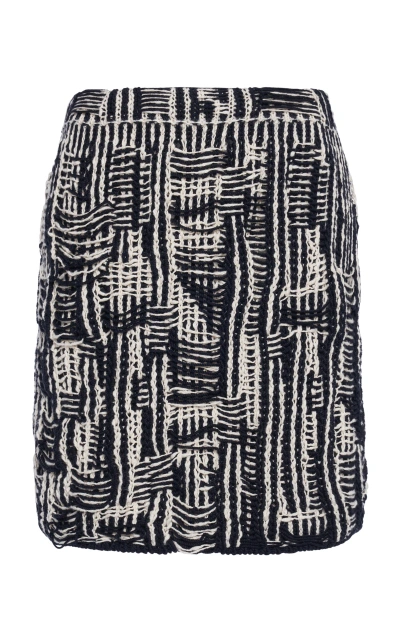 Bottega Veneta Cotton Intrecciato-knit Mini Skirt In Navy