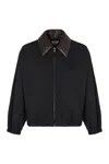 Bottega Veneta Mens Midnight Blue Intrecciato-collar Blouson Cotton-blend Jacket In Black