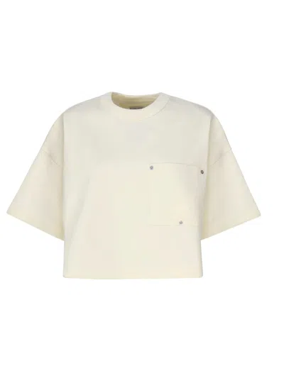 Bottega Veneta Cotton Jersey T-shirt With Nameplate In Chalk