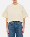 Bottega Veneta Jersey Cropped T-shirt With V Pocket In White