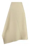 Bottega Veneta Beige Asymmetric Midi Skirt For Women